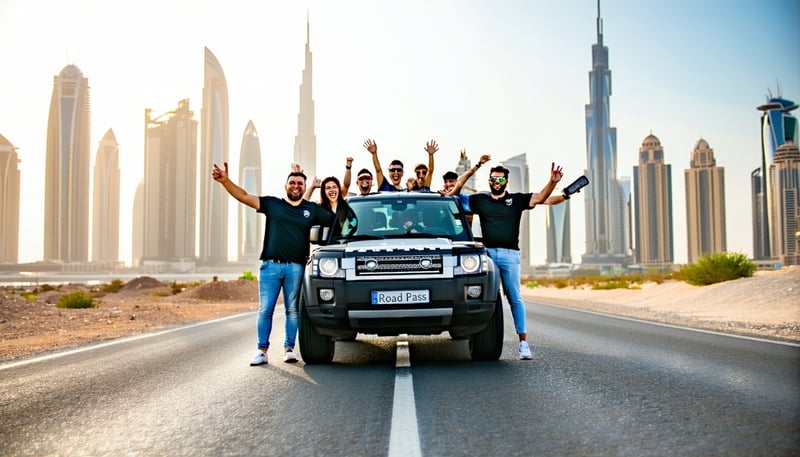 Dubai Road Pass Journey Travel team facilitating a road trip adventure across Dubai's iconic landmarks
